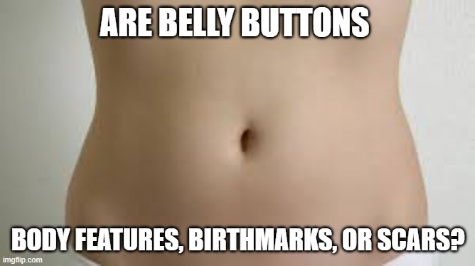 Things that make you go...hmmm... | ARE BELLY BUTTONS; BODY FEATURES, BIRTHMARKS, OR SCARS? | image tagged in belly button,hmmm | made w/ Imgflip meme maker