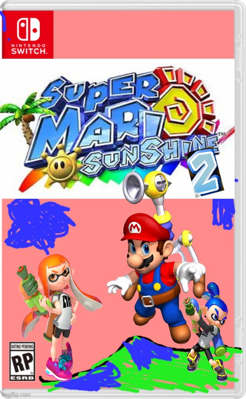 Super mario sunshine 2 | image tagged in nintendo switch cartridge case,mario,inkling,super mario sunshine,nintendo,splatoon | made w/ Imgflip meme maker