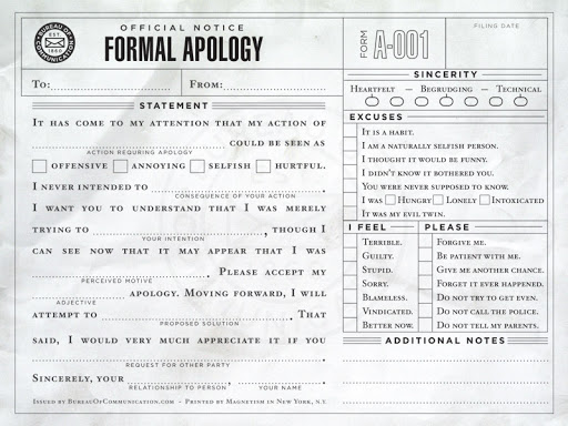 Formal apology Blank Meme Template