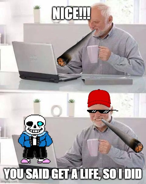Get A LIFE | NICE!!! YOU SAID GET A LIFE, SO I DID | image tagged in memes,hide the pain harold | made w/ Imgflip meme maker