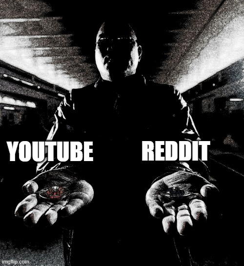 You must choose one | YOUTUBE REDDIT | image tagged in you must choose one | made w/ Imgflip meme maker