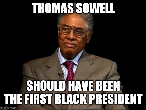 Thomas Sowell | THOMAS SOWELL; SHOULD HAVE BEEN THE FIRST BLACK PRESIDENT | image tagged in thomas sowell | made w/ Imgflip meme maker
