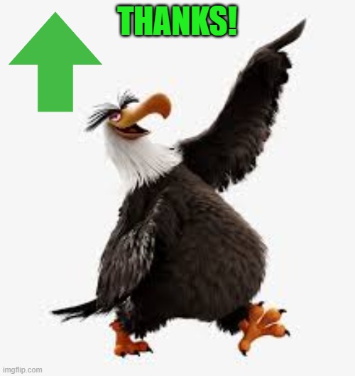 angry birds eagle | THANKS! | image tagged in angry birds eagle | made w/ Imgflip meme maker