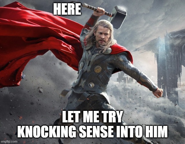 HERE LET ME TRY KNOCKING SENSE INTO HIM | made w/ Imgflip meme maker