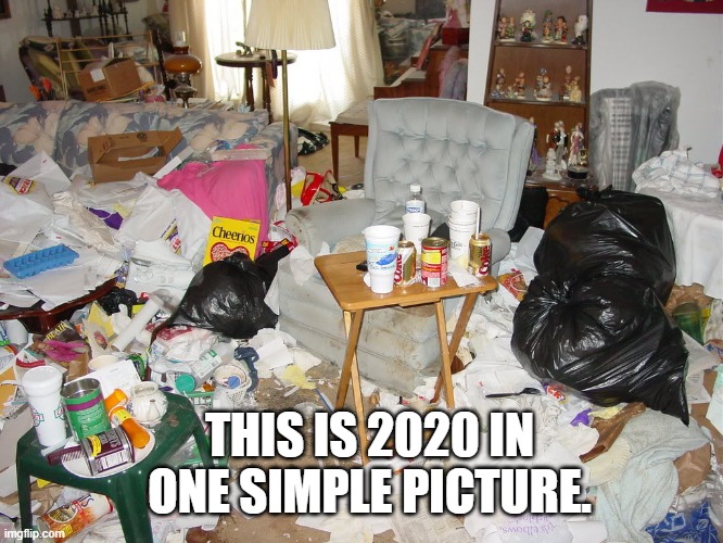 Pictures tell the story | THIS IS 2020 IN ONE SIMPLE PICTURE. | image tagged in messy house | made w/ Imgflip meme maker