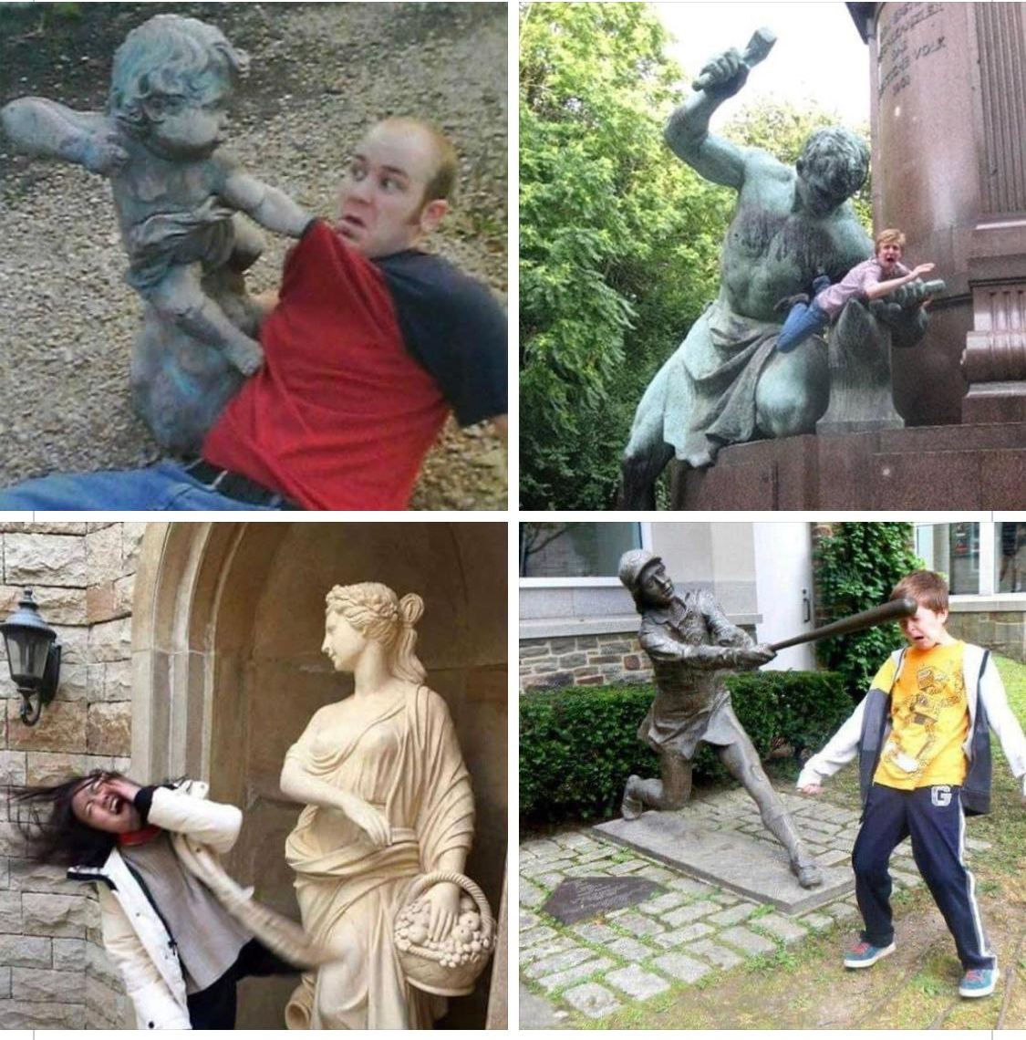 Statues fight back Blank Meme Template