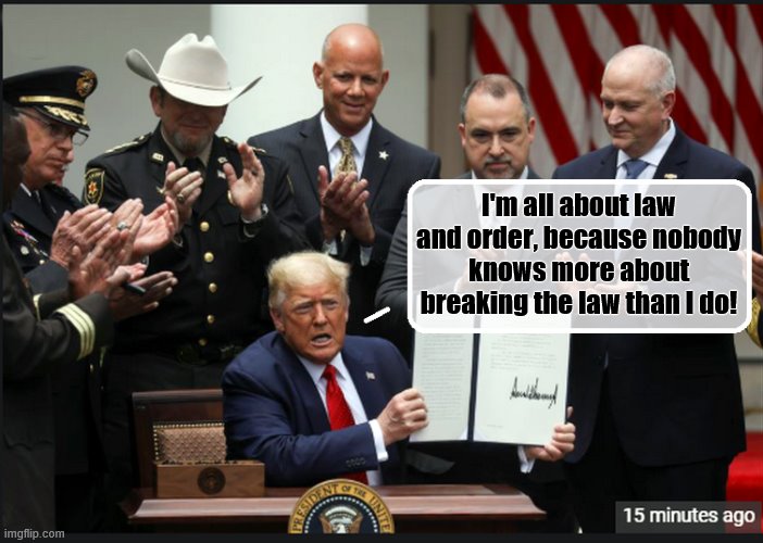 Another day...Another Executive Order | I'm all about law and order, because nobody knows more about breaking the law than I do! | image tagged in crooked,incompetence,trump is a moron,donald trump is an idiot | made w/ Imgflip meme maker