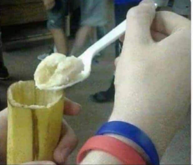 Eating banana with a spoon Blank Meme Template
