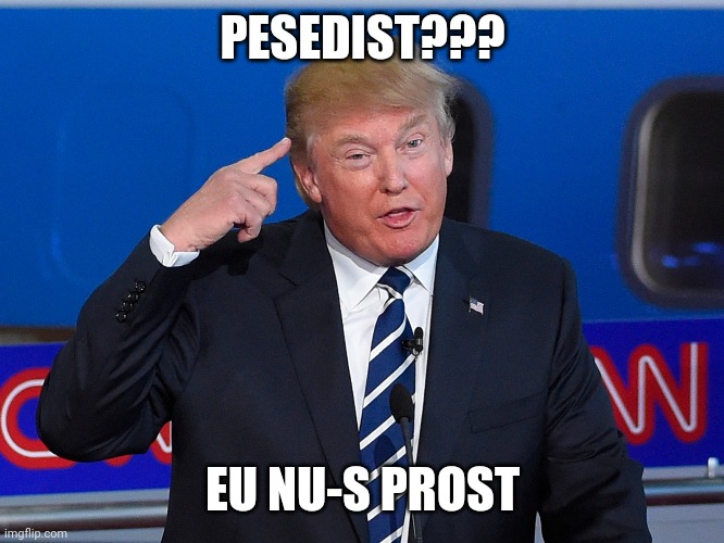 Trump Duh | PESEDIST??? EU NU-S PROST | image tagged in trump duh | made w/ Imgflip meme maker