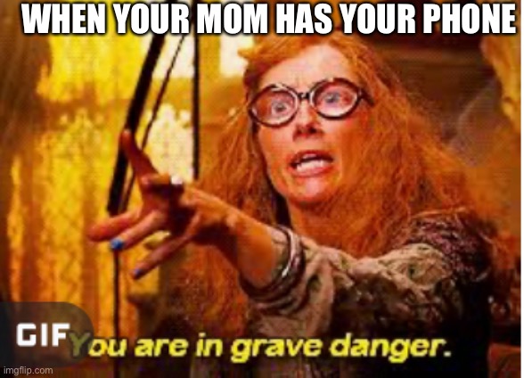 Funny phone meme | WHEN YOUR MOM HAS YOUR PHONE | image tagged in mom,phoenix harry potter | made w/ Imgflip meme maker