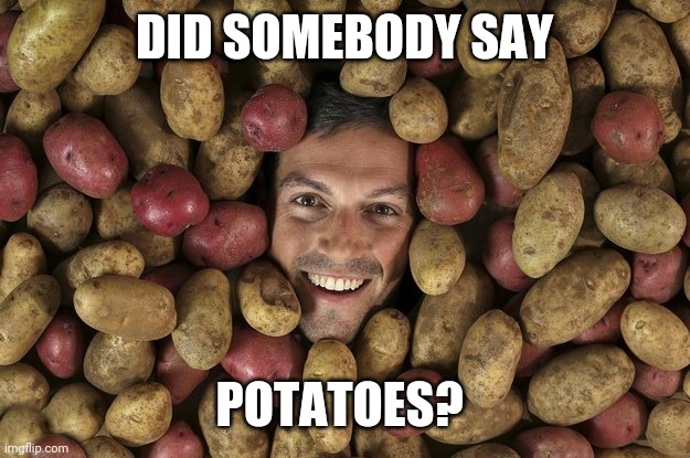 Potatoes lover | DID SOMEBODY SAY POTATOES? | image tagged in potatoes lover | made w/ Imgflip meme maker