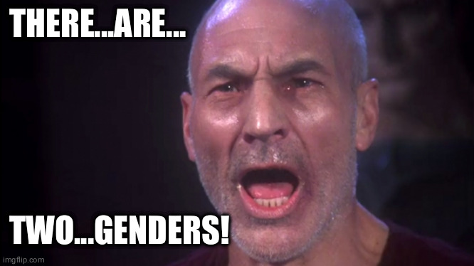 Picard Will Not Be Broken | THERE...ARE... TWO...GENDERS! | image tagged in gender identity,transgender | made w/ Imgflip meme maker