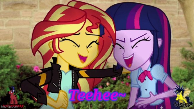 Sunset and Twilight Laugh at you | Teehee~ | image tagged in sunset and twilight laugh at you | made w/ Imgflip meme maker