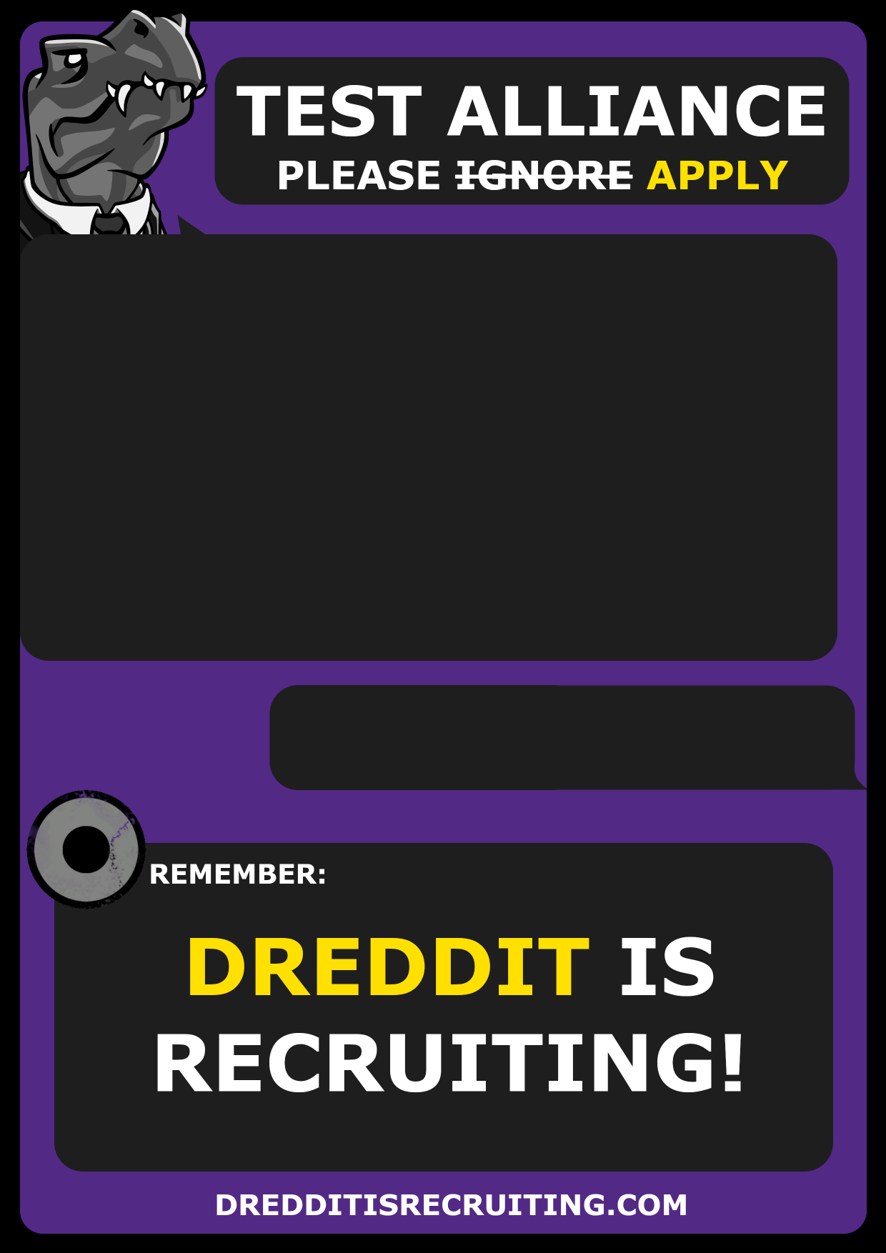 High Quality DREDDIT is recruiting! - purple Blank Meme Template