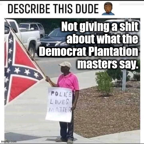 Just Say No to the Democrat Plantation | Not giving a shit 
about what the 
Democrat Plantation 
masters say. | image tagged in memes,confederate flag,biden,trump,floyd,blm | made w/ Imgflip meme maker