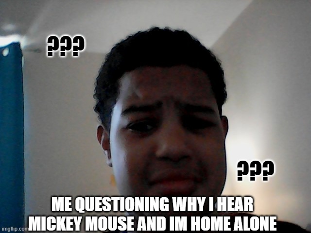 question mark kid | ??? ??? ME QUESTIONING WHY I HEAR MICKEY MOUSE AND IM HOME ALONE | image tagged in new meme | made w/ Imgflip meme maker