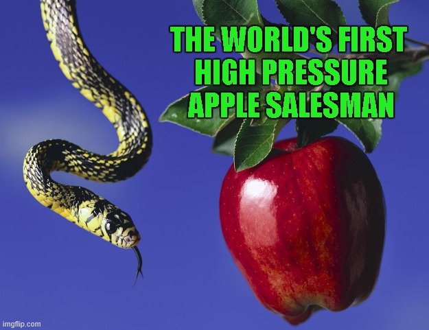 that was some pressure to buy that apple. | image tagged in salesman | made w/ Imgflip meme maker