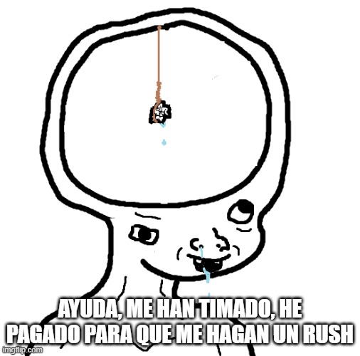 Dumb wojak | AYUDA, ME HAN TIMADO, HE PAGADO PARA QUE ME HAGAN UN RUSH | image tagged in dumb wojak | made w/ Imgflip meme maker
