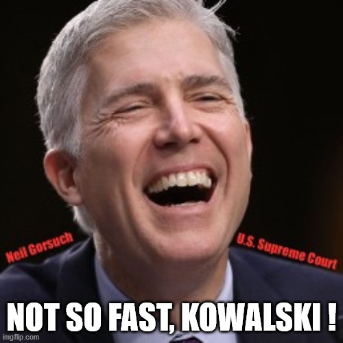 Surprise! | NOT SO FAST, KOWALSKI ! | image tagged in neil gorsuch us supreme court,words matter,textualism,not so fast,lgbtq | made w/ Imgflip meme maker