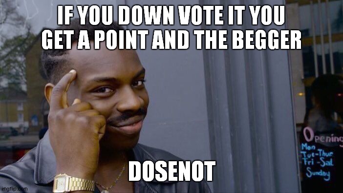 Roll Safe Think About It | IF YOU DOWN VOTE IT YOU GET A POINT AND THE BEGGER; DOSENOT | image tagged in memes,roll safe think about it | made w/ Imgflip meme maker