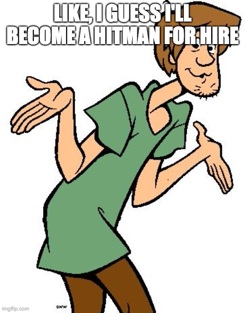 Shaggy from Scooby Doo | LIKE, I GUESS I'LL BECOME A HITMAN FOR HIRE | image tagged in shaggy from scooby doo | made w/ Imgflip meme maker