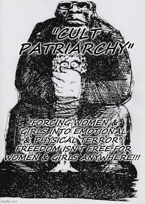 CULT PATRIARCHY | "CULT PATRIARCHY"; "FORCING WOMEN & GIRLS INTO EMOTIONAL & PHYSICAL TERROR". FREEDOM ISN'T FREE FOR WOMEN & GIRLS ANYWHERE!!! | image tagged in domestic abuse | made w/ Imgflip meme maker
