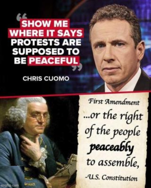 Chris Cuomo got to go | image tagged in chris cuomo,first amendment,liberal logic,riots,blm | made w/ Imgflip meme maker