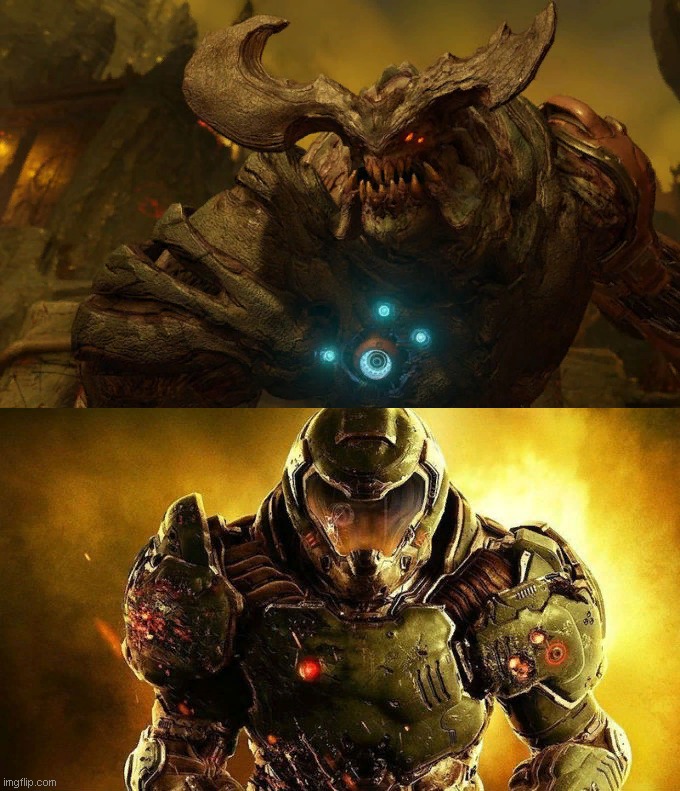 Hell's Usher | image tagged in doom,doomguy | made w/ Imgflip meme maker