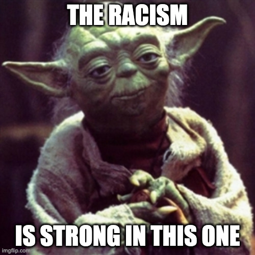 Racism is strong in this one | THE RACISM; IS STRONG IN THIS ONE | image tagged in force is strong,racism | made w/ Imgflip meme maker