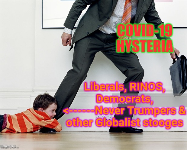 Holding on for Dear Life | COVID-19 HYSTERIA; Liberals, RINOS, Democrats, <------Never Trumpers & other Globalist stooges | image tagged in kids dads | made w/ Imgflip meme maker