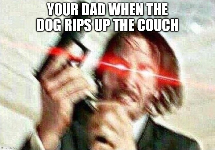 John Wick | YOUR DAD WHEN THE DOG RIPS UP THE COUCH | image tagged in john wick | made w/ Imgflip meme maker