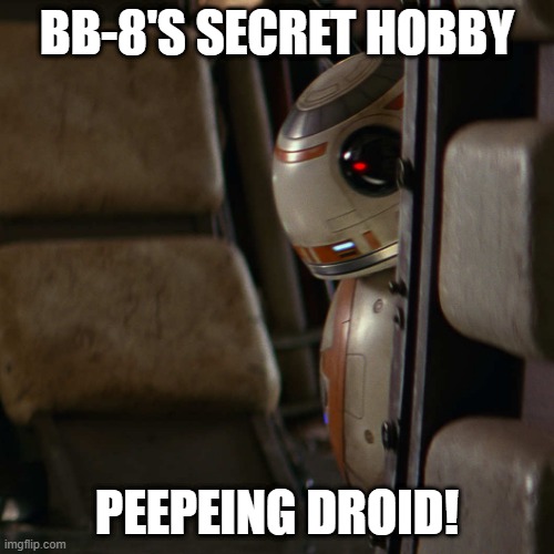 Pervo-bot | BB-8'S SECRET HOBBY; PEEPEING DROID! | image tagged in star wars bb-8 | made w/ Imgflip meme maker