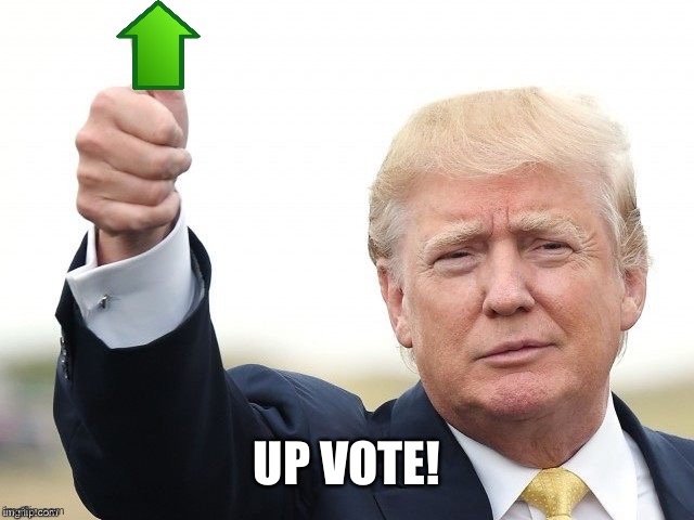 Trump Upvote | UP VOTE! | image tagged in trump upvote | made w/ Imgflip meme maker