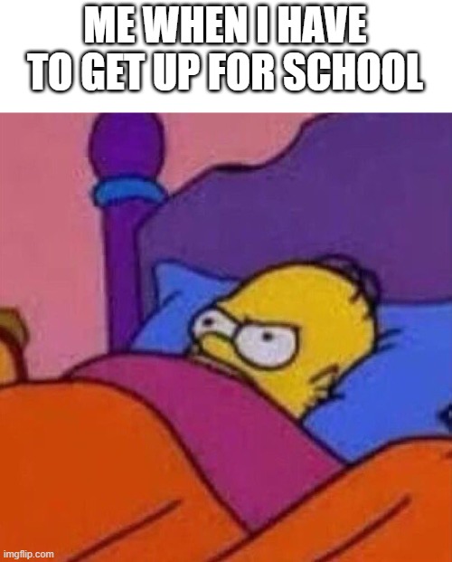 sucks so bad | ME WHEN I HAVE TO GET UP FOR SCHOOL | image tagged in homer,angry,sleep,school | made w/ Imgflip meme maker