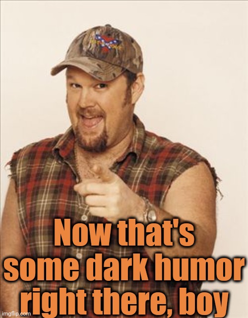 Larry The Cable Guy | Now that's some dark humor right there, boy | image tagged in larry the cable guy | made w/ Imgflip meme maker