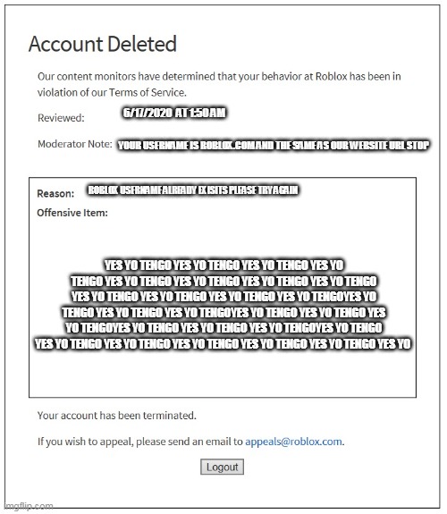 This is a real type of roblox account deletion - Imgflip