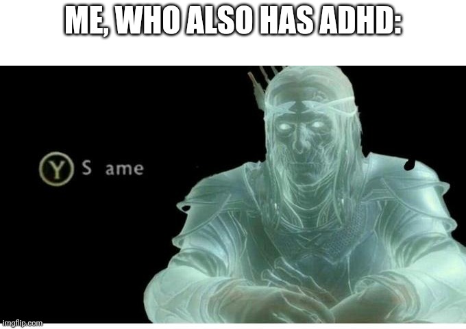 Same | ME, WHO ALSO HAS ADHD: | image tagged in same | made w/ Imgflip meme maker