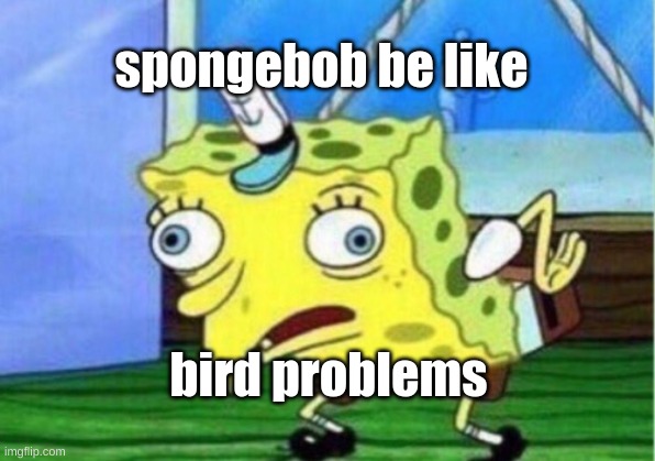 Mocking Spongebob | spongebob be like; bird problems | image tagged in memes,mocking spongebob | made w/ Imgflip meme maker