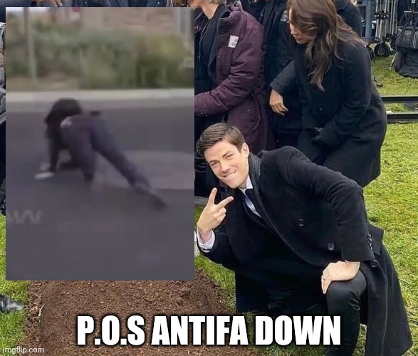 Peace sign tombstone | P.O.S ANTIFA DOWN | image tagged in peace sign tombstone | made w/ Imgflip meme maker