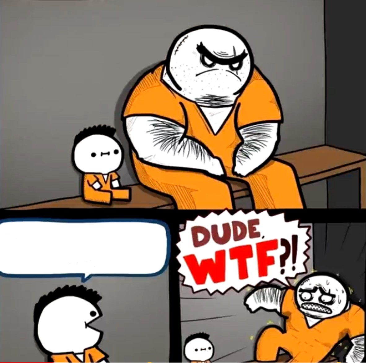 Surprised bulky prisoner Blank Meme Template