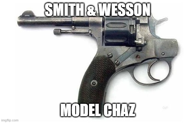 Suicide gun | SMITH & WESSON MODEL CHAZ | image tagged in suicide gun | made w/ Imgflip meme maker