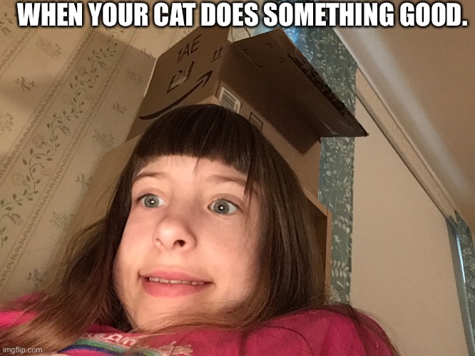 Cats... | WHEN YOUR CAT DOES SOMETHING GOOD. | image tagged in funny | made w/ Imgflip meme maker