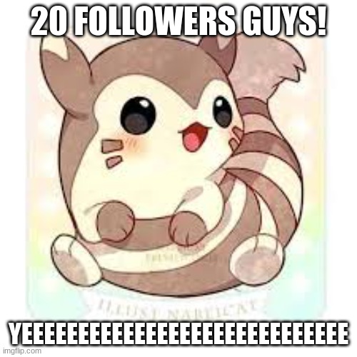 YAYAYAYAYAYAYAYA | 20 FOLLOWERS GUYS! YEEEEEEEEEEEEEEEEEEEEEEEEEEEEE | image tagged in baby furret | made w/ Imgflip meme maker