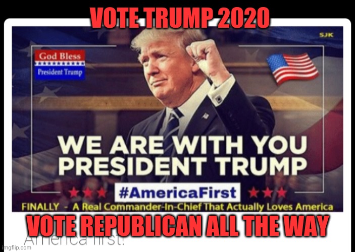 VOTE TRUMP 2020 VOTE REPUBLICAN ALL THE WAY | made w/ Imgflip meme maker