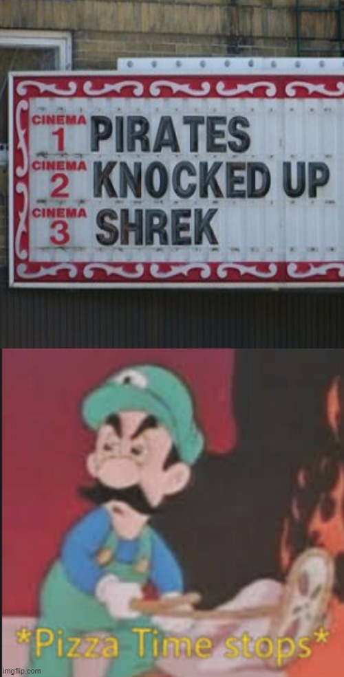 I think they need to show different movies | image tagged in pizza time stops | made w/ Imgflip meme maker