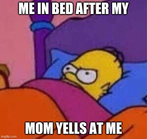 facs | ME IN BED AFTER MY; MOM YELLS AT ME | image tagged in angry homer simpson in bed | made w/ Imgflip meme maker