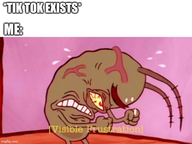Cringin Plankton / Visible Frustation | *TIK TOK EXISTS*; ME: | image tagged in cringin plankton / visible frustation | made w/ Imgflip meme maker