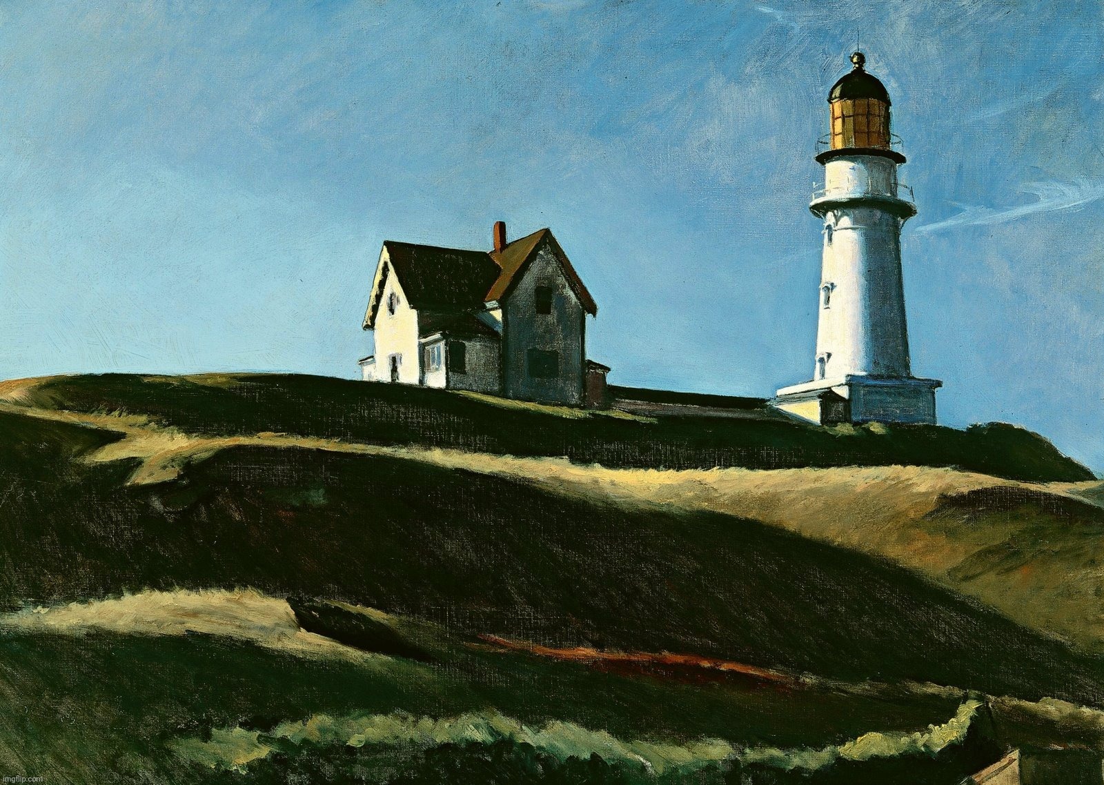Lighthouse Hill | image tagged in dallas museum of art,edward hopper,maine | made w/ Imgflip meme maker