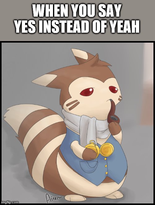 Fancy Furret | WHEN YOU SAY YES INSTEAD OF YEAH | image tagged in fancy furret | made w/ Imgflip meme maker
