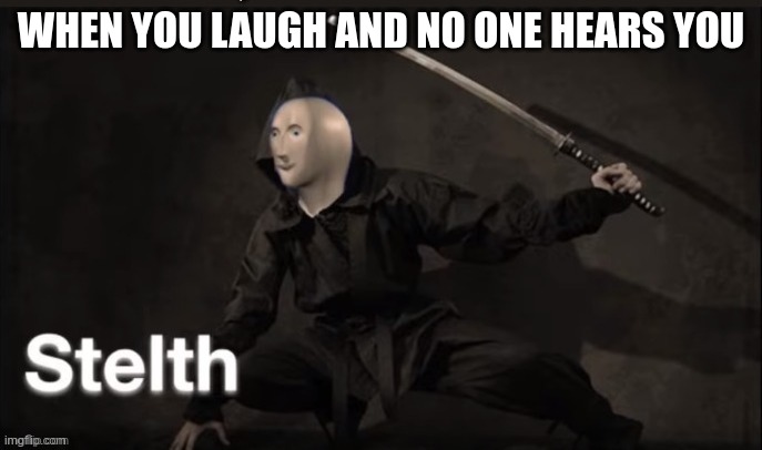 tactical moves | WHEN YOU LAUGH AND NO ONE HEARS YOU | image tagged in meme man stelth,memes,dank memes | made w/ Imgflip meme maker